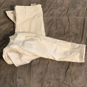 High rise, skinny white ripped jeans